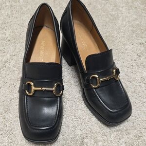 Nine West Black Loafers with Gold Accent